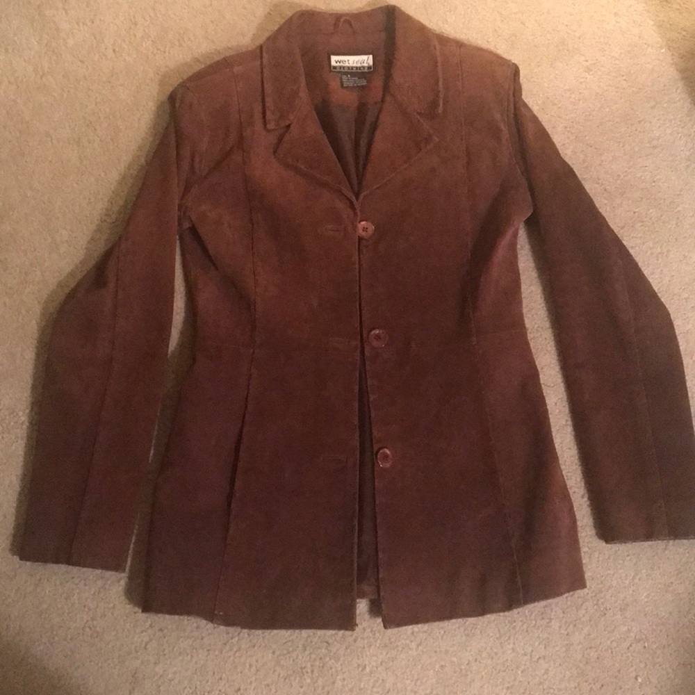 Brown suede leather jacket